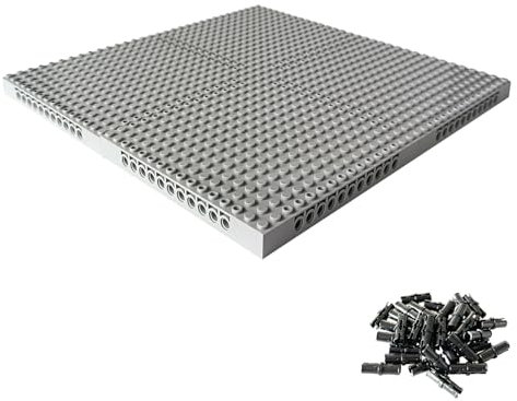 Hensgaukt 4pcs Brick 16x16 Classic Baseplate Building Plates for Building Bricks 65803 You Can Freely Put Together VariousBackground Boards to Make Pixel Paintings and Wall Displays (Gray)