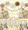 40 Geburtstag Deko Frauen, Deko 40. Geburtstag Beige Gold mit Luftballon 40, Happy Birthday Banner, Seidenpapier Pompons Party Ballons für 40. Deko