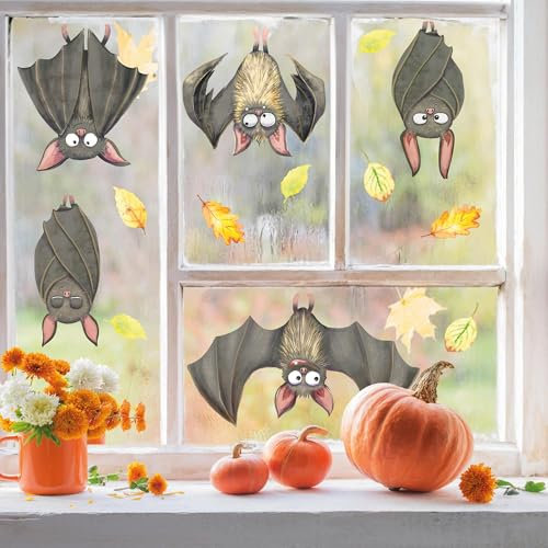Wandtattoo Loft Fensterbild Herbst Fledermäuse herunterhängend Halloween Blätter Fensterdeko Kinderzimmer Fensterfolie Fensterdekoration, 1. A4 Bogen