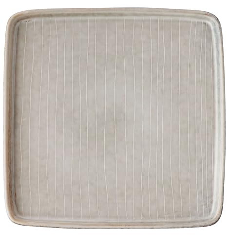 BUTLERS Teller eckig 21 x 19cm Keramik Geschirr -HENLEY- Dinnerteller Speiseteller Modern Skandi Design | Platzteller Unterteller Landhaus Stil Mikrowelle und Spülmaschinegeeignet