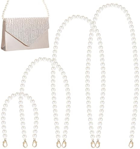JJUNW 4 Stück Perlen Taschenkette, Elegante Perlenkette Tasche Kette, Purse Chain Strap Ersatz Trageriemen Kette für Damen Handtaschen Umhängetasche Geldbörse (30/60/90/120cm)