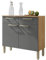 ACTUAL DIFFUSION Buffet Bas Meuble Cuisine 2 Portes 2 Tiroirs Chêne et Gris L 90.9 H 86 P 36.3 cm