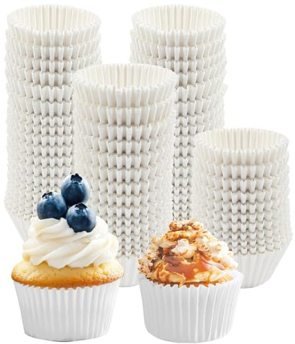 YEXEXINM 1000 Stück Muffinförmchen Papier, 5cm Standard-Muffinförmchen Weiß Cupcake-Becher Lebensmittelqualität Backförmchen Cupcake Liners Wrapper für Backen, Dessert, Party, Geburtstag, Hochzeit