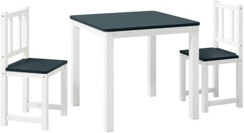 Bellabino Sora Kindersitzgruppe – Kindertisch mit 2 Stühlen aus Holz – Sitzgruppe Kinder Indoor Weiß/Grau– Kinder Tisch Stuhl Set Indoor – Maltisch & Basteltisch ab 2 Jahren – Spieltisch Kinderzimmer