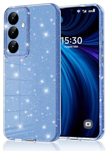 Eherui Coque de protection pour Samsung Galaxy A15 4G/5G pailletée, en silicone TPU, anti-traces de doigts, anti-chocs, fine résistante aux rayures et aux chutes - Bleu