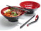 Juego de cuencos Ramen de 1032 ml, cuenco japonés para sopa con cuchara y palillos, para pasta udon asiática, color rojo y negro mezclado (4)
