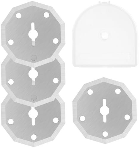 4 Stück Rollschneider Ersatzklingen 42mm Rotary Cutter Ersatzklingen mit Aufbewahrungsbox Edelstahl Rollschneider Klingen für Quilten Scrapbooking Nähen Kunsthandwerk