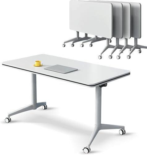 PVYGDXYI Konferenztisch-Set, 4er-Set, klappbarer Konferenztisch, Klapptisch, mobiler Trainingstisch, Büro, faltbar, Besprechungstisch, Seminartisch, Konferenzraumtische mit Rädern (140 x 55 x 75 cm)