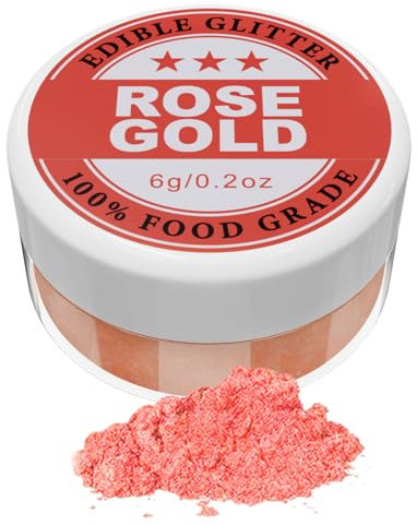 Coloranti Alimentari in Polvere - 6g Coloranti Alimentari in Polvere, Glitter Alimentari per Fondente, Decorazioni, Cucina, Glassa, Fai Da Te(Oro rosa)