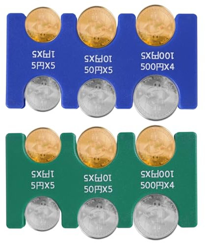 BOXOB 2pcs Porte Monnaie Japonais Yen, Plastique Rectangulaire Distributeur Organisateur Monnaie Yen avec 6 Emplacements pour Voiture Voyage (Bleu, Vert)