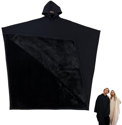 2025 Unisex Oversized Hoodie - Weighted Cloak Blanket Hoodie, Long Sleeve Wearable Blanket, Loose Hooded Poncho Cape, Fashion Tops for Women & Men, Cozy Fleece Sweatshirt (Black)