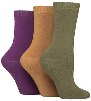 SockShop Ladies Cushioned Plain Bamboo Boot Socks Soft and Breathable Pack of 3