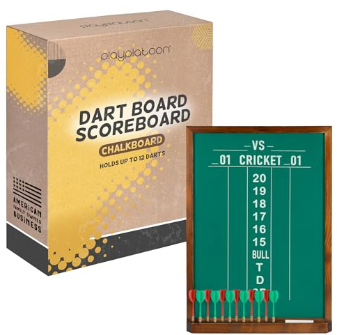 Play Platoon Dart Anzeigetafel & Dart-Halter Wandhalterung – 55,9 x 40,6 cm Holz Scorekeeper Spielzimmer Dartscheiben-Zubehör & Punktebrett-Halter – Dartscheiben-Schrank, Aufbewahrung für Dartpfeile