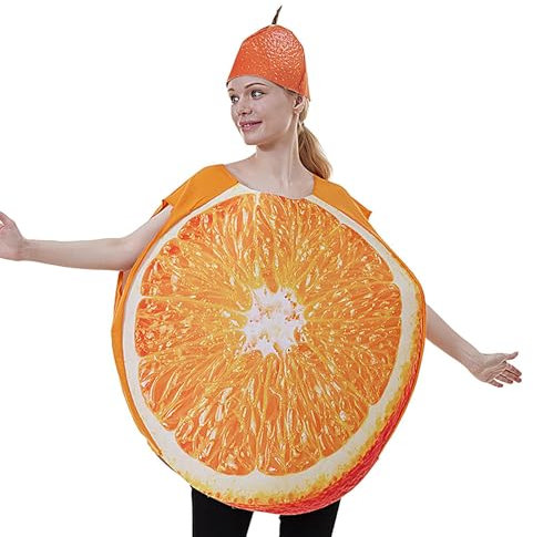 mivceklw Fruit Costume Adult, Orange Cosplay Fancy Outfit, Lightweight Foam Party Dress for Halloween Events Stage Performances Festivals School Plays Family Fun Activities