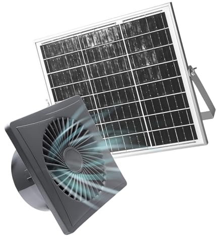 GAOINTELL Ventilador Energía Solar 12V 12W Para Invernadero Aire Refrigeración Aire Ventilador Escape Solar Para Cobertizo Externo Ventilación Invernadero Invernadero