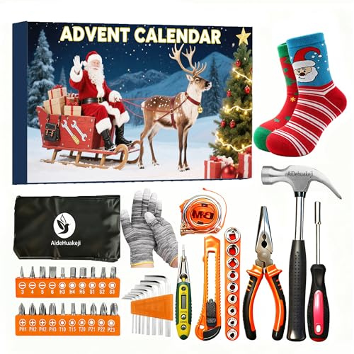 Werkzeug Adventskalender 2026 Männer, Adventskalender Männer | Werkzeug Weihnachtskalender 2026, Nützliche Geschenke 24 Stück für Mann Vater Freund Ehemann Bruder Mechaniker