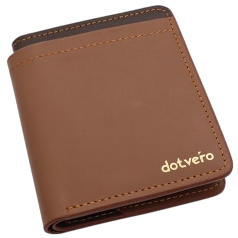 DOTVERO Venice - Premium Minimalist Wallet for Men - Real Leather - RFID Blocking Wallet can fit 8 Cards and Note Section - Handmade Slim Mens Wallet in Wooden Gift Box (Caramel Tan/Espresso Brown)