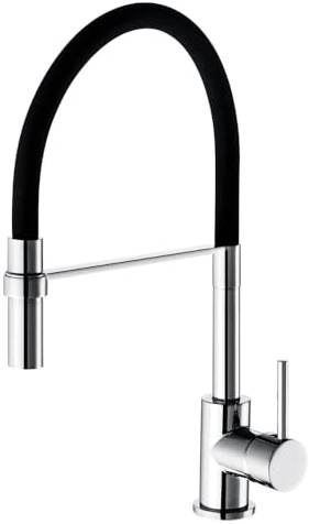 Schläfer 35516010 | Mitigeur évier de cuisine chromé, bouche pivotante 360°, robinet de cuisine professionnel avec douche orientable, mitigeur évier avec douche série Focus en laiton