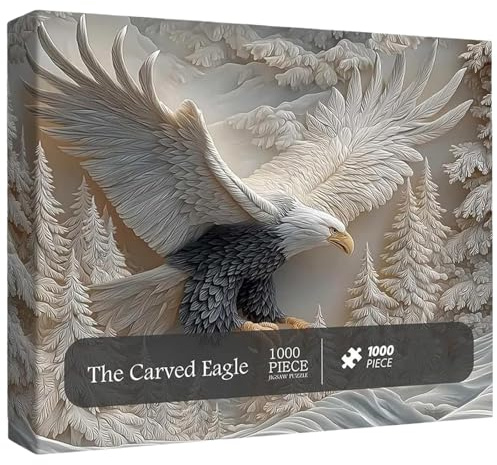 The Carved Eagle Jigsaw Puzzle 1000 Pieces, Majestic Bald Eagle Art Puzzle for Adults, Challenging Wildlife Puzzles Game, Great Gift for Eagle Lovers & Home Décor