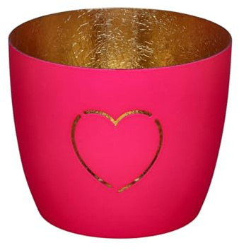 Giftcompany Madras Windlicht M Herz hot pink/Gold 8,5cm