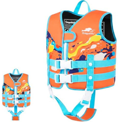 Gogokids Schwimmweste für Kleinkinder für 1–5 Jahre 15-30kg, Kinder Schwimmjacke mit Doppelt Verstellbarer Strapze, Schwimmhilfe für Baby, Mädchen Jung verstellbare Pool-Weste für Pool & Strand