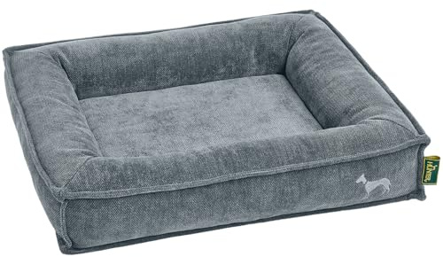 HUNTER Orthopädisches/Ergonomisches Hundebett MELUN, ergonomisches Hundebett mit Memoryschaum, druckentlastend und gelenkschonend, abnehmbarem Bezug, Farbe: graublau, Größe: L