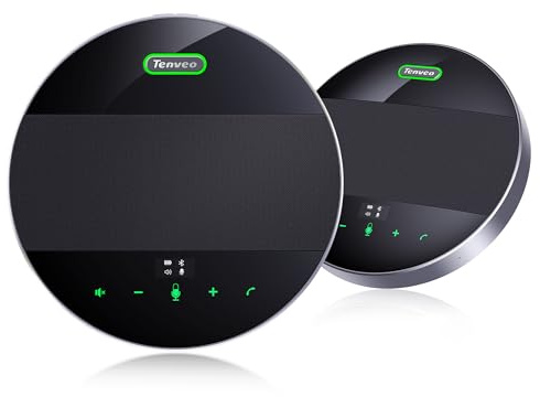 Tenveo M5B-EX Speakerphone Bluetooth con Microfoni Espansione, Sistema per Conferenze Daisy-Chain, Pickup Voce 360° fino a 30 Persone, Altoparlante USB/Wireless per PC/Teams/Zoom