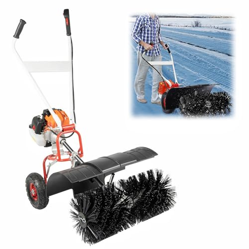 HUOMMGS 52CC Kehrmaschine Benzin Schneefräse 2 Takt Motor 2,5PS Schneeschieber mit 52 x 25cm Kehrkopf, Schutzbrille Professioneller Straßenkehrmaschine Hoheleistung Schneeräumer für Höfen