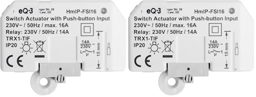Homematic IP Schaltaktor mit Tastereingang (16 A) – Unterputz, Smart Home, steuert Geräte und Leuchten per App, Alexa & Google Home, Energie sparen, 154346A0 (Packung mit 2)