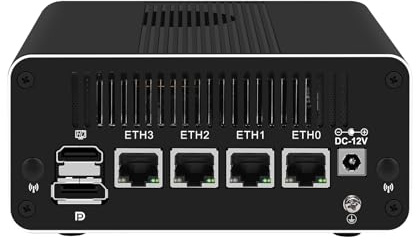 ANDAQI Micro Firewall Appliance, Mini PC, PFSense, OPNsense, VPN, Router PC, AMD Ryzen 5 5500U, RJ11, 4 x 2.5GbE I226-V LAN, Type-C, TF, HDMI, DP, 4G RAM, 128G SSD