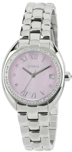 Breil, Collezione Claridge, Orologio Donna Solo Tempo, Lunetta e Quadrante MOP Rosa con Pietre, Bracciale in Acciao, Pietra Sfaccettata sulla Corona, Chiusura con Pulsanti, Cassa 34 mm, Silver-Rose