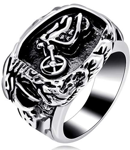 Uloveido Polished Stainless Steel Eagle Band Ring Eagle Finger Vintage Ring for Punk Rocker Biker for Women and Men MT001