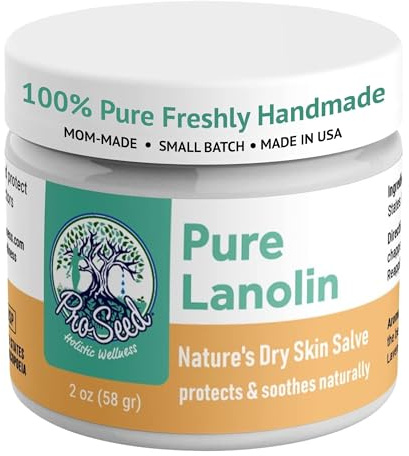 100% Pure Lanolin, Handmade in USA, Unrefined Balm, Dry & Itchy Skin, Cracked Lips, Breastfeeding, Nipple Cream, Baby Care, Moisture-Rich, Nursing Essentials & Petroleum-Free, for Hands, Face & Body