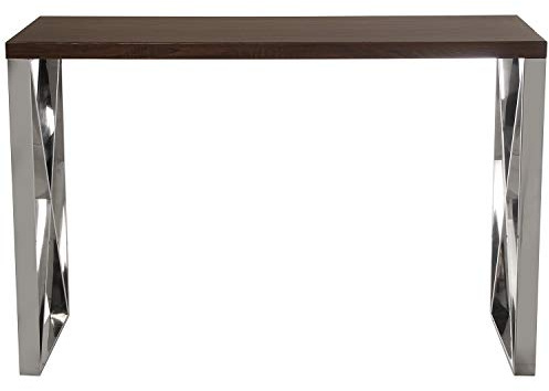 DONREGALOWEB Eingangstisch aus MDF und Stahlbeine in Braun und Chrom 120 x 40 x 80 cm
