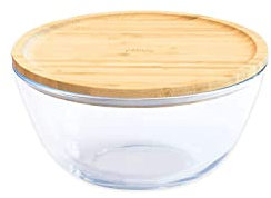 Pebbly Bol à Mixer Rond - avec Couvercle en - 0,77 L, Verre, Ø 15 x 9 cm, 770 ML PKV-011, Naturel