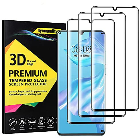 4youquality Pellicola protettiva in vetro temperato per Huawei P30 Pro, copertura completa, copertura completa, antigraffio, infrangibile, confezione da 3