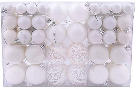 Baumkugeln 100 Stück Christbaumkugeln Weihnachtskugeln, Morbuy Kunststoff Weihnachtsbaumkugeln Plastik Bruchsicher, Weihnachtsbaumschmuck Weihnachtsdeko (Weiß)