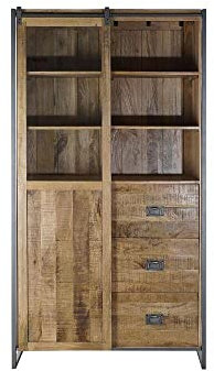 Vitrine Dkd Home Decor Schwarz Metall Glas Mango Holz (110 x 45 x 200 cm)