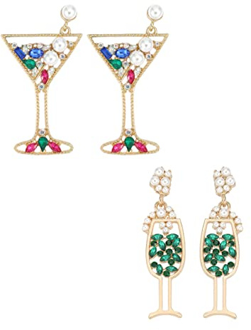 Lot de boucles d'oreilles pendantes en forme de verre à champagne et cocktail Tequila, Martini Margarita, amusantes, colorées, faites à la main, verres à vin, verres à alcool, cadeaux pour femmes