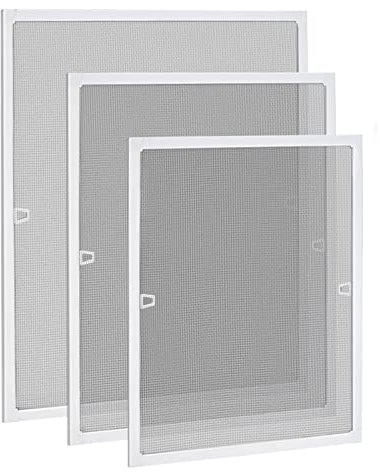 XMTECH Fliegengitter Fenster Insektenschutz 80x100cm Fliegenschutzgitter mückengitter gitter moskitonetz Spannrahmen gitter mit Aluminium Rahmen ohne Bohren für Fenster Weiß
