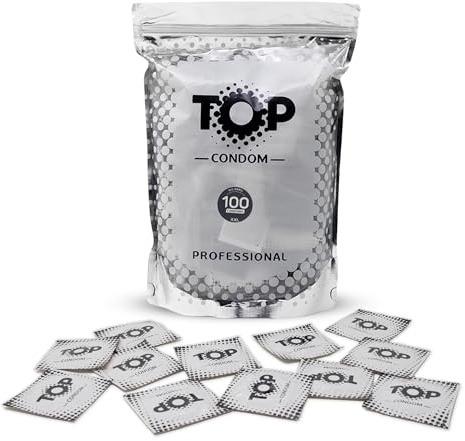 TOP Kondome 100 Stück Packung, XXL, natürlich und gefühlsecht, aus Latex, mit Reservoir, Durchmesser 53 mm, für Männer