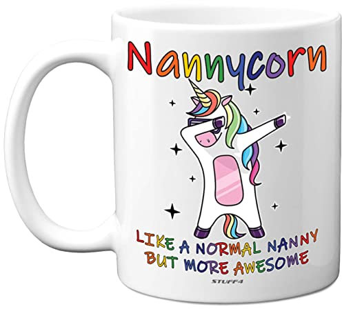 Stuff4 Nanny Birthday Gifts - Nannycorn - Best Nanny Mugs, Happy Birthday Mug, Special Christmas Nan Gifts from Grandchildren, Funny Xmas Tea Coffee Cup Cups, 11oz Ceramic Dishwasher Safe Mugs