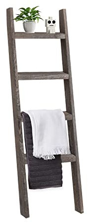 Natsukage Escalera rústica de madera, escalera, escalera, escalera decorativa, para sala de estar, baño, dormitorio, pared, escalera inclinada (48 x 22 pulgadas, nogal rústico)