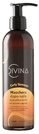 Restrukturierende After-Sun Maske mit schneller Wirkung für welliges, lockiges, super lockiges, afro-lockiges Haar, CURLY SUMMER von DIVINA BLK