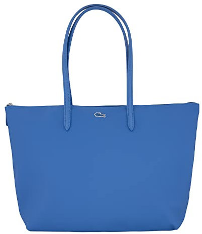Lacoste Damen Shopper L Shopping Bag,Lederimitat (100% PVC),35x30x14cm, Trageriemen Handtasche Schultertasche,BLAU (L42),Einheitsgröße (One Size)