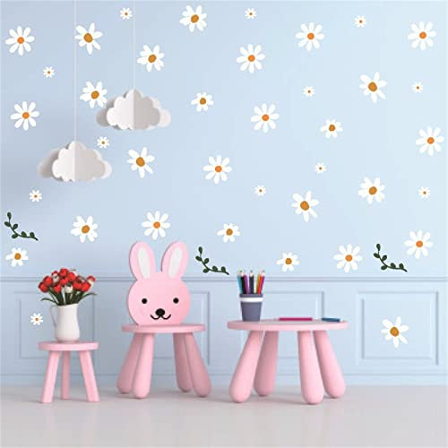 Sarah Duke Wandsticker Kinderzimmer, Weiß Gänseblümchen Selbstklebend Wandtattoo, Kinder Aufkleber Wand, DIY Wandaufkleber für Mädchen und Jungen