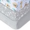Bimocosy Spannbettlaken Spannbetttücher für Babybetten Kinderbett, atmungsaktives Mikrofaser Matratzenbettlaken, Oeko-TEX Zertifiziert, 60x120cm, 3er, Grau/Stern/Tier