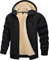TACVASEN Uomo Giacca in Pile Felpato Giacca Invernale Calda Sport Streetwear (L, Nero)