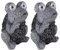GLOBO Solarleuchte Frosch grau Solar Figur Frosch Außenlampe Steinoptik Solar, Akku IP44, LED 2X 0,06 Watt, LxBxH 17x14x21 cm, 2er Set