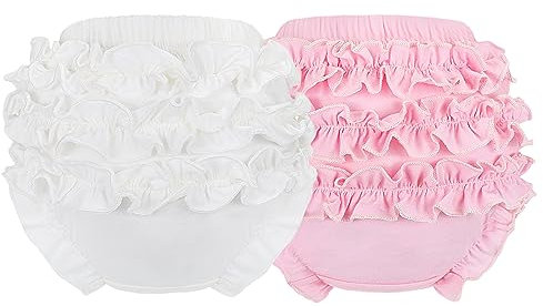 Billion Xin Kleinkind Unterhosen Mädchen Baby Rüschen Höschen Windel Abdeckung Baumwolle Baby Girl Bloomers (Weiß + Rosa)